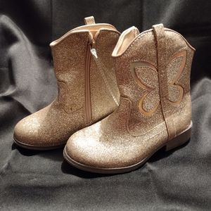 Gold Glitter CowGirl Little Girls Boots